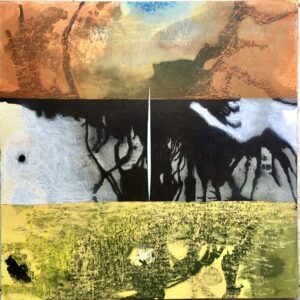 In space/2/, mixed media painting on Mount board