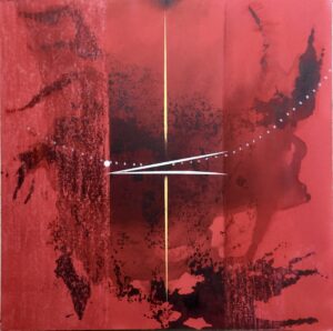 In space1, mixed media painting on Mount board